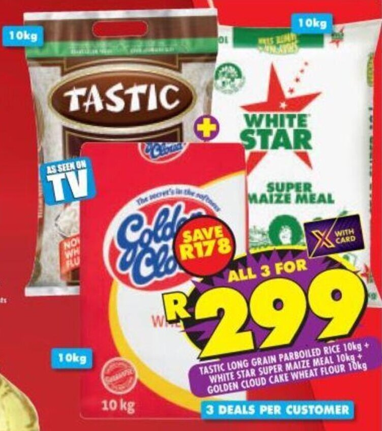 Tastic Long Grain Parboiled Rice 10kg White Star Super Maize Meal tastic-long-grain-parboiled-rice-10kg-white-star-super-maize-meal