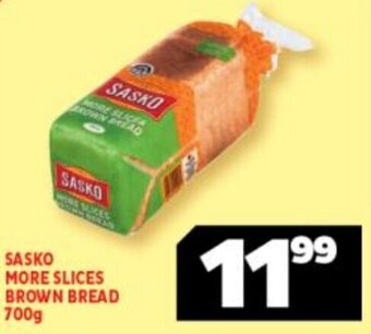 Usave Sasko More Slices Brown Bread 700g offer