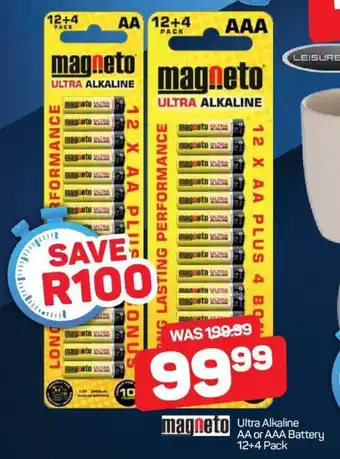 Pick n Pay Magneto Ultra Alkaline AA or AAA Battery 12+4 pack offer