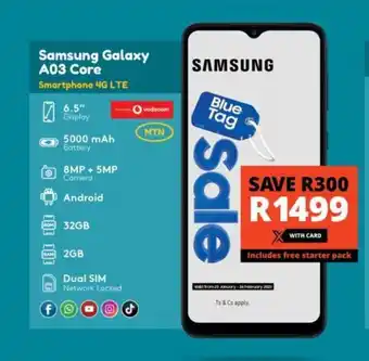 Checkers Samsung Galaxy A03 Core Smartphone 4G LTE offer