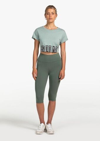 High waist stretch cotton capri leggings