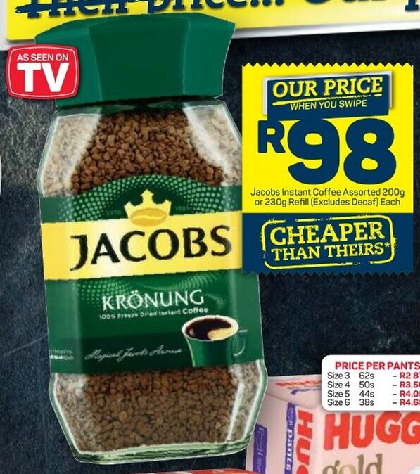 Jacobs Instant Coffee assorted 200g or 230g offer at Pick n Pay