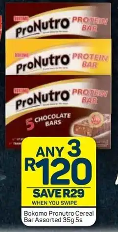 Pick n Pay Bokomo ProNutro Cereal Bar assorted 3 x 5 x 35g offer