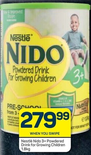 Pick n Pay Nestlé Nido 3+ Powdered Drink for Growing Children 1,8kg offer