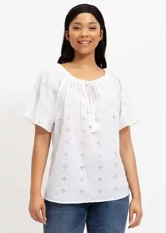 Woolworths Broderie drawstring neck gypsy blouse offer