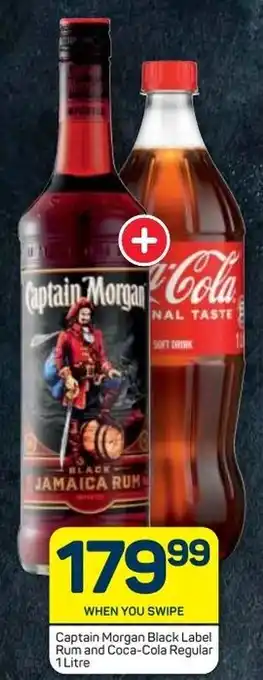 Pick n Pay Captain Morgan Black Label Rum and Coca-Cola Regular 1 litre offer