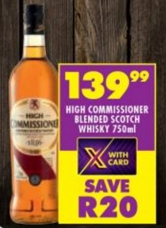 Shoprite Liquor High Commissioner Blended Scotch Whisky 750ml offer