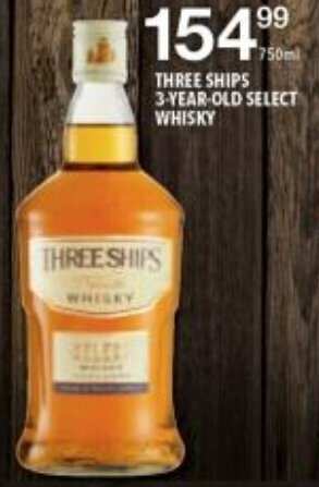 Shoprite Liquor Three Ships 3-Year-Old Select Whisky 750ml offer