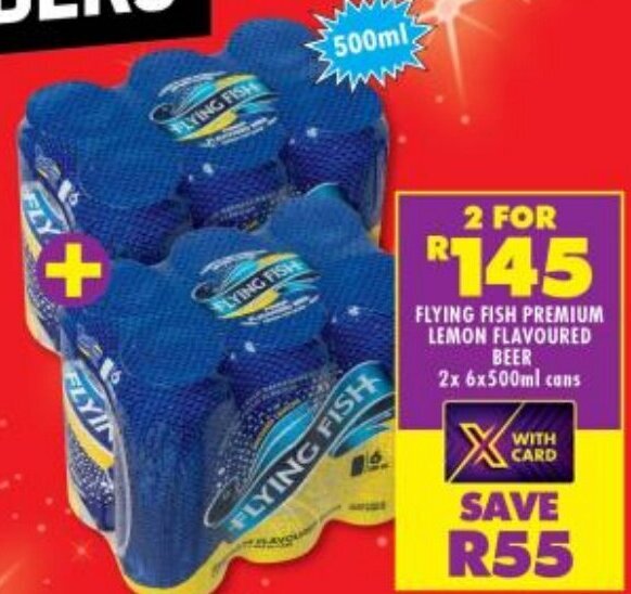 Flying Fish Premium Lemon Flavoured Beer 2x6x500ml offer at Shoprite Liquor