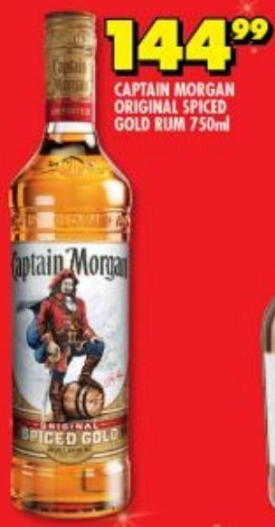Shoprite Liquor Captain Morgan Original Spiced Gold Rum 750ml offer