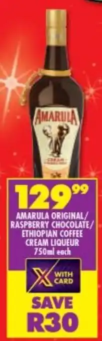 Shoprite Liquor Amarula Original/ Raspberry Chocolate/ Ethiopian Coffee Cream Liqueur 750ml offer