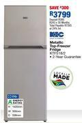 OK Furniture Kic 170l metallic top freezer fridge ktf518/2 offer