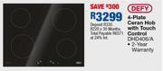 OK Furniture Defy 4 plate ceran hob with touch control dhd406/a offer
