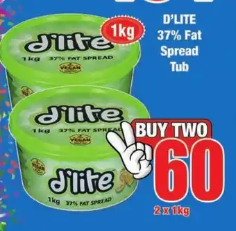 Boxer Build D'Lite 37% Fat Spread Tub 2 x 1kg offer