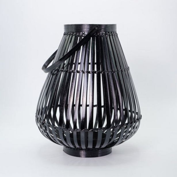 Vietnamese woven rattan candle holder lantern black offer at Whitehouse