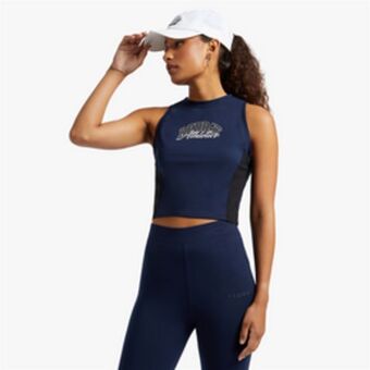 Sportscene Redbat athletics women's blue/black cropped tank top offer