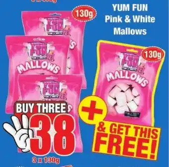 Yum Fun Pink & White Mallows 3 x 130g