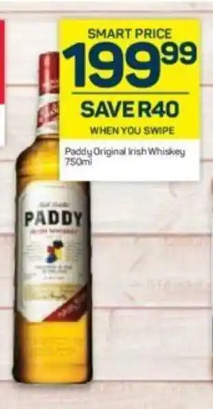 Pick n Pay Liquor Paddy Original Irish Whiskey 750ml offer
