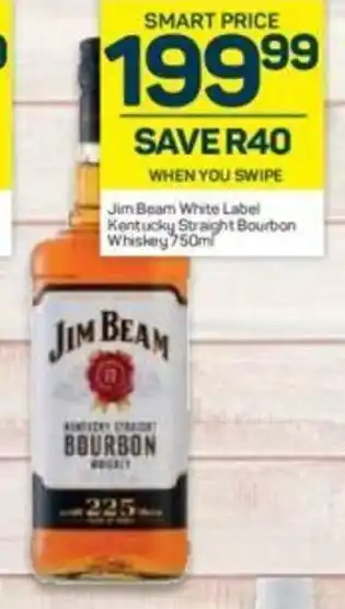 Pick n Pay Liquor Jim Beam White Label Kentucky Straight Bourbon Whiskey 750ml offer