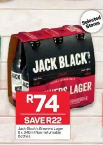 Pick n Pay Liquor Jack Black's Brewers Lager 6 x 340ml Non-Returnable Bottles offer