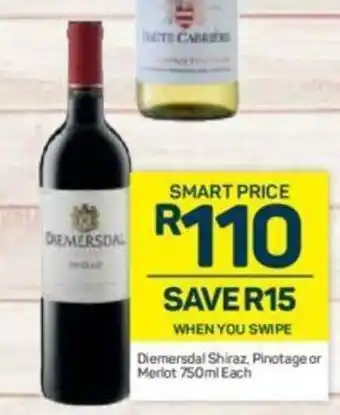 Pick n Pay Liquor Diemersdal Shiraz, Pinotage or Merlot 750ml each offer