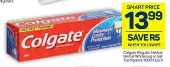 Pick n Pay Colagate Regular, Herbal, Herbal Whitening or Gel Toothpaste 100ml each offer