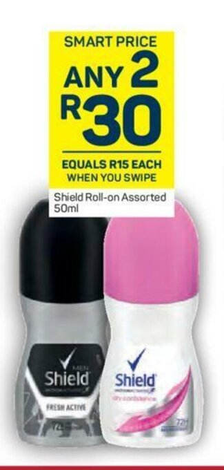 Pick n Pay Shield Roll-on Assorted 50ml offer