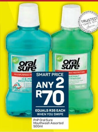 Pick n Pay PnP Oral Sure Mouthwash Assorted 500ml offer