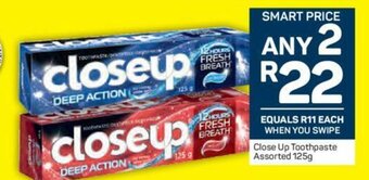 Pick n Pay Close Up Toothpaste Assorted 125g offer