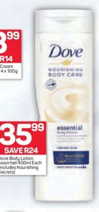 Pick n Pay Dove Body Lotion Assorted 400ml each offer