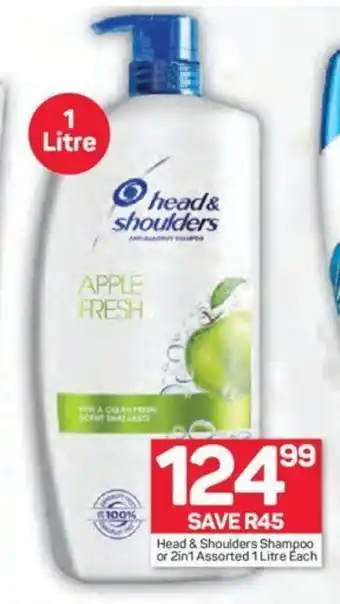 Pick n Pay Head & Shoulders Shampoo or 2in1 Assorted 1 Litre each offer