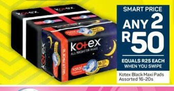 Pick n Pay Kotex Black Maxi Pads Assorted 16-20s offer