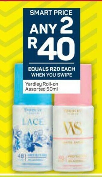 Pick n Pay Yardley Roll-On Assorted 50ml offer