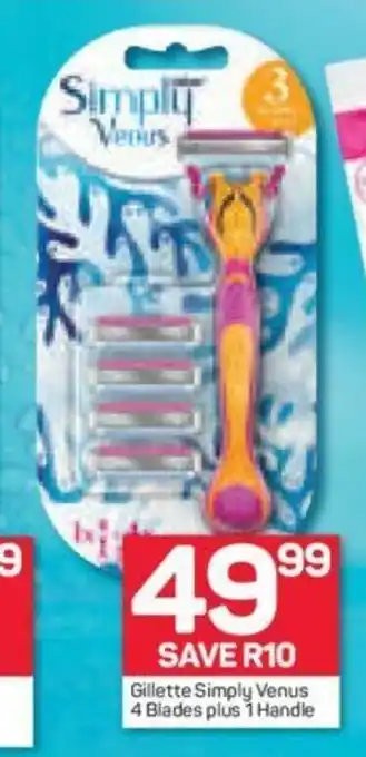 Pick n Pay Gillette Simply Venus 4 Blades Plus 1 Handle offer