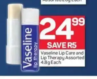 Pick n Pay Vaseline Lip Care and Lip Therapy Assorted 4.8g each offer