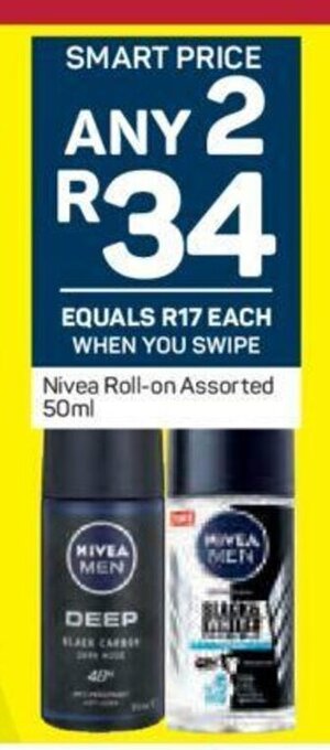 Pick n Pay Nivea Roll-On Assorted 50ml offer