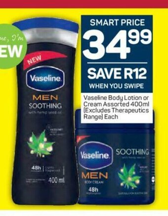 Pick n Pay Vaseline Body Lotion or Cream Assorted 400ml offer