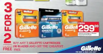 Pick n Pay Gillette Cartridges or Blades Assorted 4/8s each offer