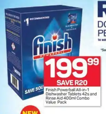 Pick n Pay Finish Powerball All-in-1 Dishwasher Tablets 42s and Rinse Aid 400ml Combo Value Pack offer