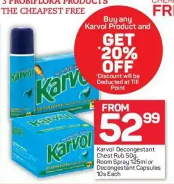 Pick n Pay Karvol Decongestant Chest Rub 50g, Room Spray 125ml or Decongestant Capsules 10s each offer