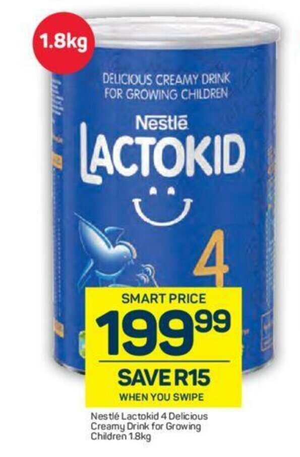 Nestle Lactokid 4 Delicious Creamy Drink For Growing Children 1 8kg Offer At Pick N Pay
