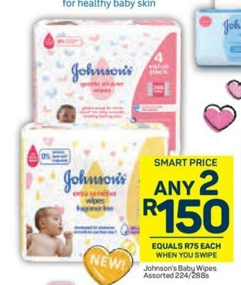 Pick n Pay Johnson's Baby Wipes Assorted 224/288s offer