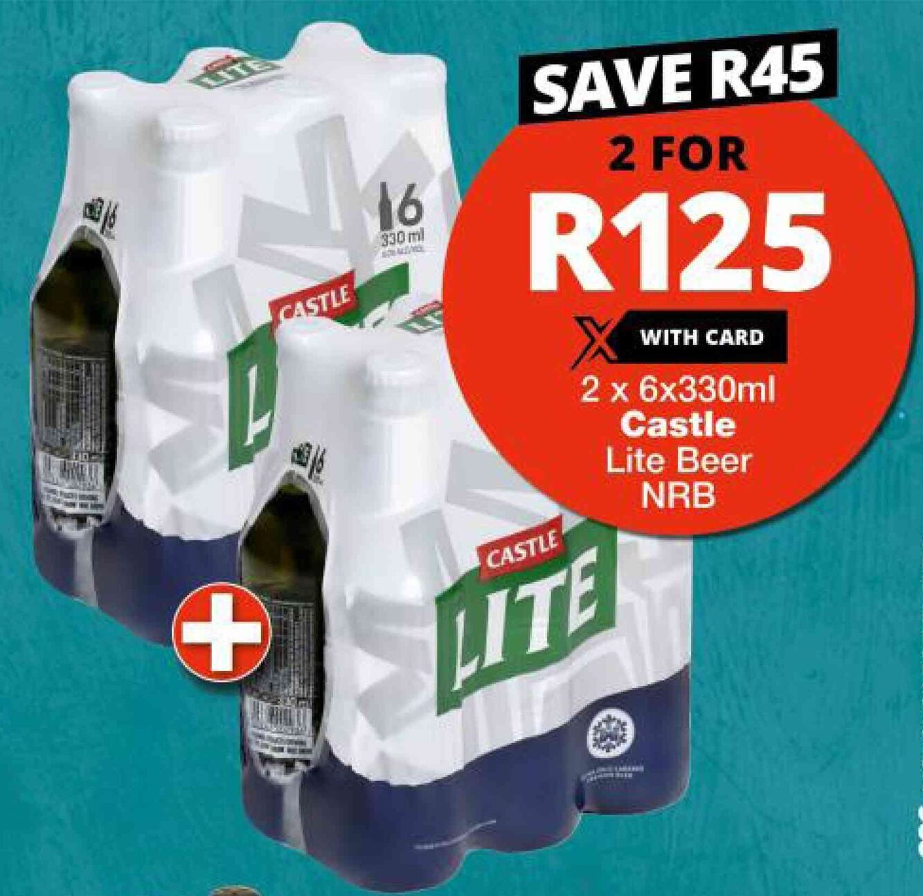 Castle Lite Beer NRB 2x6x330ml offer at Checkers Liquor Shop