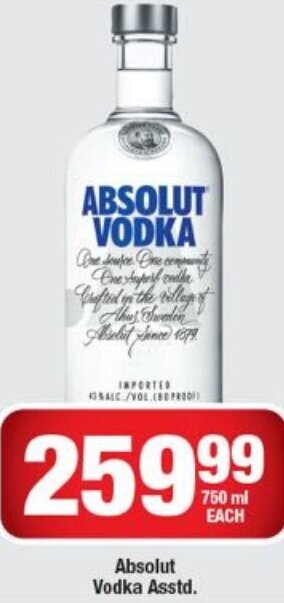 Absolut Vodka Asstd.