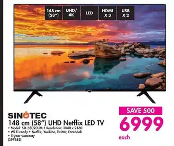 Makro Sinotec - 148 cm (58") UHD Netflix LED TV - 397682 offer