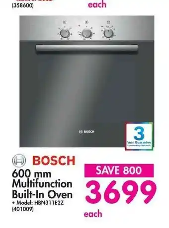 Makro Bosch - 600mm Multifunction Built-in Oven - 401009 offer