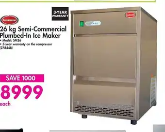 Makro SnoMaster - 26kg Semi-Commercial Plumed-in Ice Maker - 278448 offer