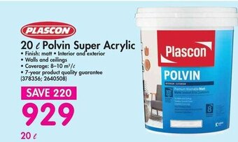 Makro Plascon - 20L Polvin Super Acrylic offer