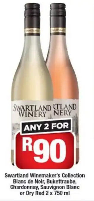 OK Liquor Swartland Winemaker's Collection Blanc de Noir, Bukettraube, Chardonnay, Sauvignon Blanc or dry Red 2 x 750 ml offer