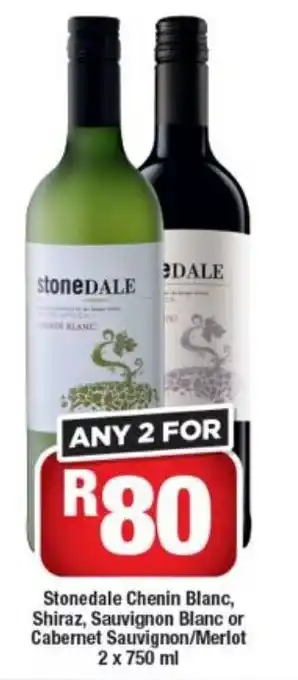 Stonedale Chenin Blanc, Shiraz, Sauvignon Blanc or Cabernet Sauvignon/Merlot 2 x 750 ml